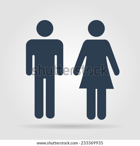 Vector man and woman icons, toilet sign, restroom icon, minimal style, pictogram