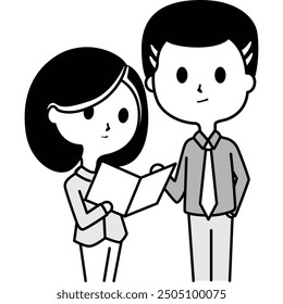 a vector of a man and woman in office