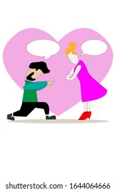 Vector for Man and woman on propose moment 