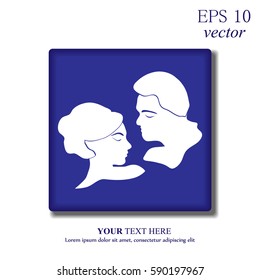 Vector man and woman profiles 