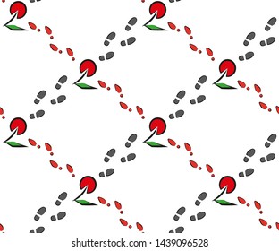 Vector man and woman shoe footprints background illustration seamless pattern, colorful design, vector illustration