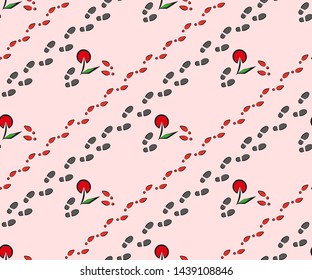 Vector man and woman shoe footprints background illustration seamless pattern, colorful design, vector illustration