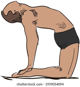 Vector man yoga ustrasana or camel pose illustration