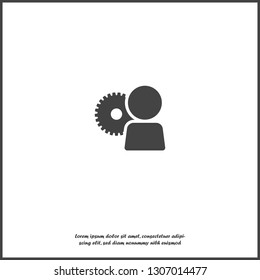 Vector management icon. Man and gear. The symbol of a successful business on white isolated background.