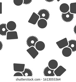 Vector management icon. Man and gear. The symbol of a successful business seamless pattern on a white background.