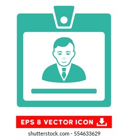 Vector Manager Badge EPS vector pictograph. Illustration style is flat iconic cyan symbol on a transparent background.
