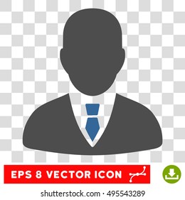 Vector Manager EPS vector pictograph. Illustration style is flat iconic bicolor cobalt and gray symbol on a transparent background.