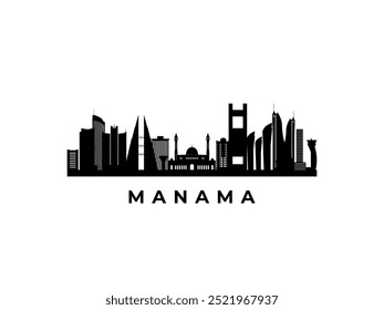 Vector Manama skyline. Travel Manama famous landmarks. Business and tourism concept for presentation, banner, web site.