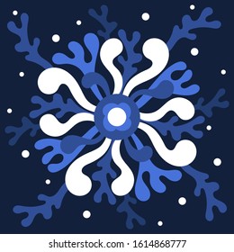Vector mandala, abstract rays, similar to corals. Design element, hand-drawn illustration, trendy blue and white colors, Doodle elements.