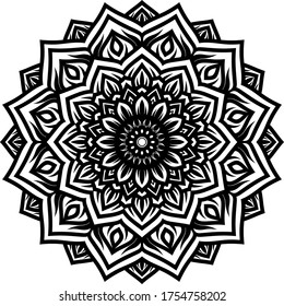 Vector mandala art or circular pattern for decoration elements, meditation poster, stress relief, henna, adult coloring book page, decoration card.
