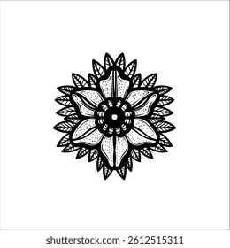 Vector Mandala Art simple on White Background, Luxury Black and White Mandala Line Art