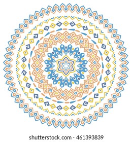 Vector mandala background with bohemian, Oriental, Indian, Arabic, African motifs.