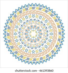 Vector mandala background with bohemian, Oriental, Indian, Arabic, African motifs.