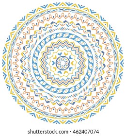 Vector mandala background with bohemian, Oriental, Indian, Arabic, African motifs.