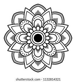 Vector Mandala Background, Henna Tattoo Style. Islam, Arabic, Pakistan, Moroccan, Turkish, Indian, Spain Motifs. Vector Illustration EPS 10.