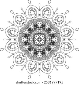 Plano de fundo mandala de vetor com desenho de linha de ornamento