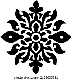vector mandala batik or symmetrical flower in black like henna