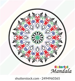Vector mandala con diseño hermoso y colorido