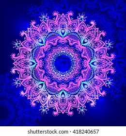 Vector mandala. Beautiful illustration for card or t-shirt. Sacred geometry ethnic Indian decor element. Round ornament pattern.  Oriental motif.