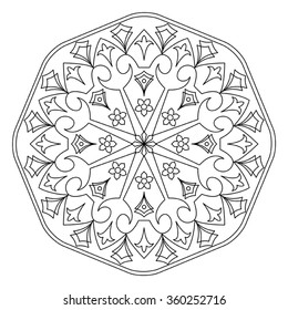 Vector mandala in black and white. Decorative element.