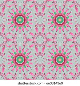 Vector Mandala. Boho style flower seamless pattern. 