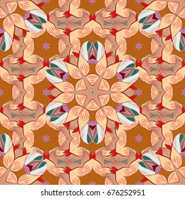 Vector Mandala. Boho style flower seamless pattern. Tiled mandala design, best for print fabric or papper and more. Background.