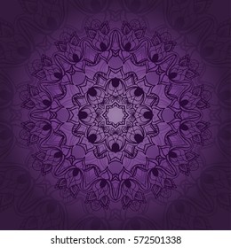Vector mandala card. Mandala card in purple colors for backgrounds, invitations, birthday cards, wallpapers and etc.
