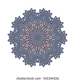 Vector mandala. A circular floral element. Round geometric ornament. Element for any kind of design, logo, birthday, wedding and other holiday. Blue color