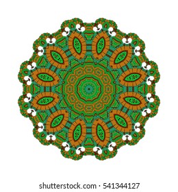 Vector mandala. A circular floral element. Round geometric ornament. Element for any kind of design, logo, birthday, wedding and other holiday. The color of green and brown