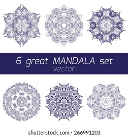 Vector mandala collection. Vintage decorative elements. Hand drawn background.