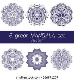 Vector mandala collection. Vintage decorative elements. Hand drawn background.