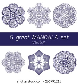 Vector mandala collection. Vintage decorative elements. Hand drawn background.
