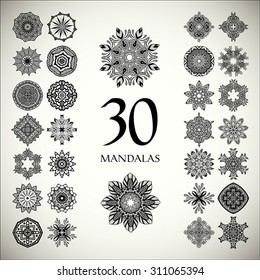 Vector mandala collection. Vintage decorative elements. Hand drawn background. 