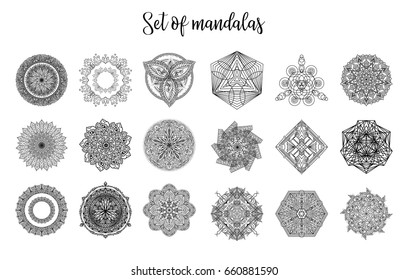 Vector mandala collection. Vintage decorative elements. Hand drawn background