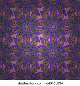 Vector Mandala colored on blue background. East, Islam, Thai, Indian, ottoman motifs. Ethnic texture. Mandala pattern. Arabic Vintage decorative ornament. Orient, symmetry lace, meditation symbol.