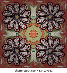 Vector Mandala colored. Mandala pattern. Abstract texture. Arabic Vintage decorative ornament. East, Islam, Thai, Indian, ottoman motifs. Orient, symmetry lace, meditation symbol.