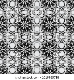 Vector Mandala. Colored round ornament pattern on a gray, black and white colors.