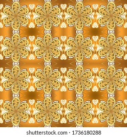 Vector Mandala. Colored round ornament pattern on a brown and yellow colors.