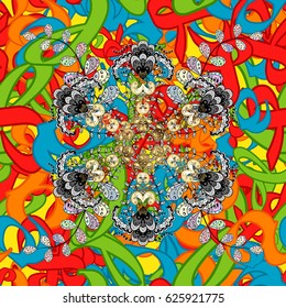 Vector Mandala. Colored round ornament pattern on a background.