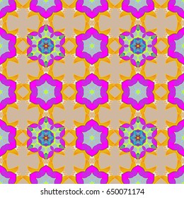 Vector Mandala. Colored round ornament pattern on a colorfil background.