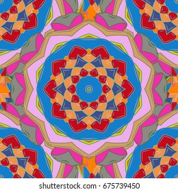 Vector Mandala. Colored round ornament pattern on a colorful background.