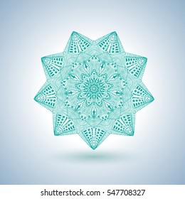 Vector Mandala for coloring book. Decorative round ornament. Anti-stress therapy pattern. Weave design element. Yoga logo, background for meditation poster. Unusual flower shape oriental line vector.