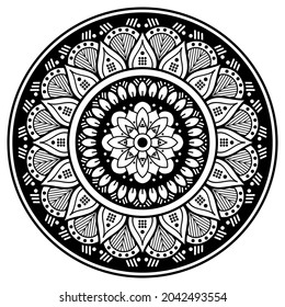 Vector Mandala for coloring book, Indian motifs