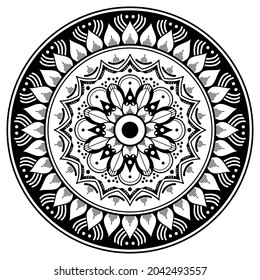 Vector Mandala for coloring book, Indian motifs