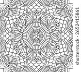 Vector mandala coloring book for relaxation and meditation. Line black and white oriental pattern