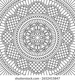Vector mandala coloring book for relaxation and meditation. Line black and white oriental pattern