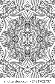 Vector Mandala Coloring Books Page for adults