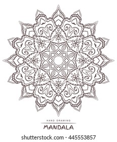 Vector mandala for coloring with ethnic decorative elements. Patterned Design Element, Coloring book.
