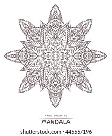 Vector mandala for coloring with ethnic decorative elements. Patterned Design Element, Coloring book.