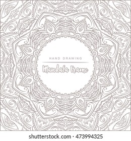 Vector mandala for coloring with floral decorative elements. Patterned Design Element, Coloring book. Vector illustration.